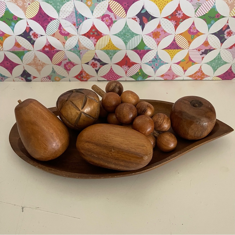Vintage Wooden Fruit Decor Set